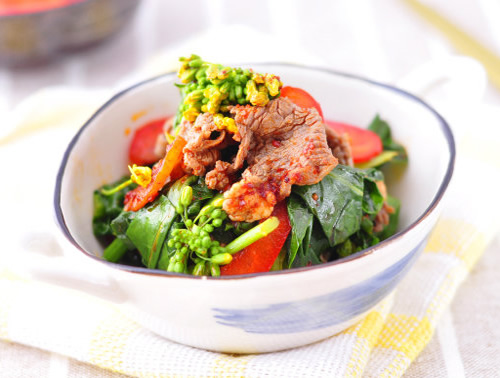 油菜花凉拌肥牛的做法图解,如何做,油菜花凉拌肥牛怎么做好吃的做法