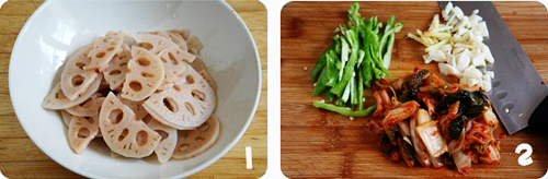 第2步泡菜炒藕片的家常做法图片步骤