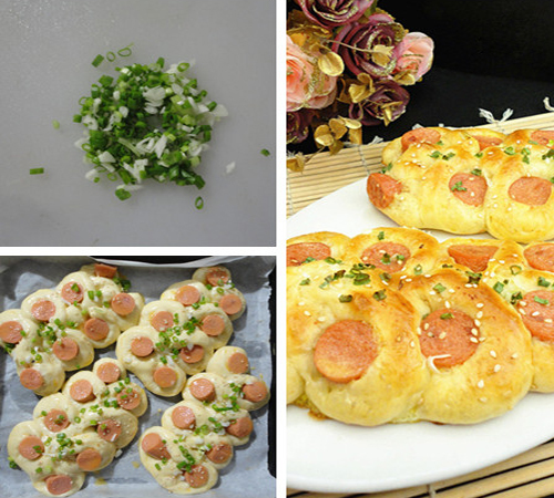 第4步香气扑鼻的火腿芝麻香葱面包的家常做法图片步骤