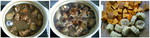 第7步自制美味排骨煨玉米南瓜的家常做法图片步骤