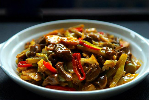 家常开胃下饭菜泡菜炒鸡杂的做法图解_如何做,泡菜炒鸡杂怎么做好吃的做法