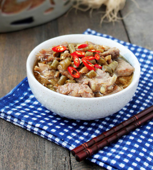 夏季下饭菜 酸豇豆蒸排骨的做法图解,如何做,酸豇豆蒸排骨怎么做好吃的做法