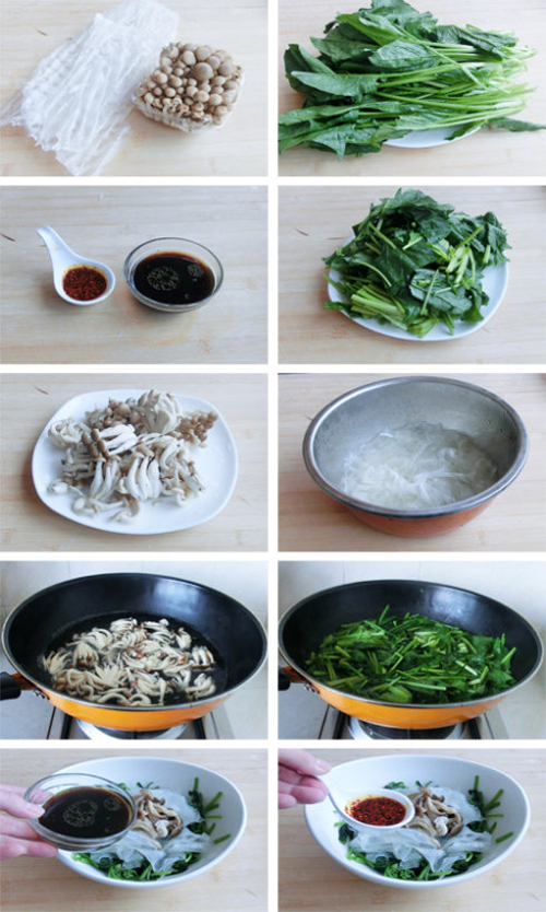 第2步红油菠菜粉皮的家常做法图片步骤