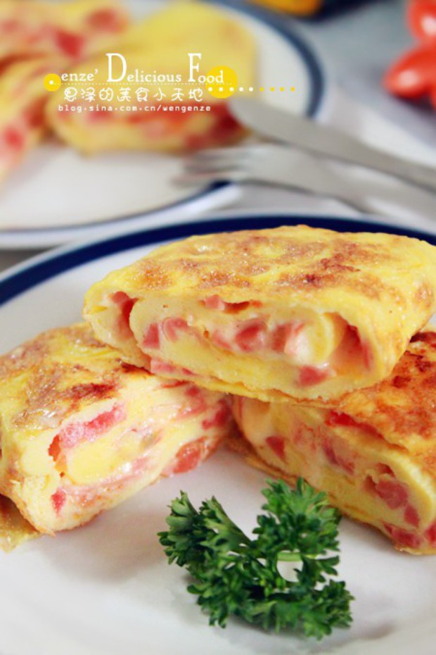 火腿番茄奶酪鸡蛋卷的做法,怎么做,火腿番茄奶酪鸡蛋卷如何做好吃详细步骤图解的做法
