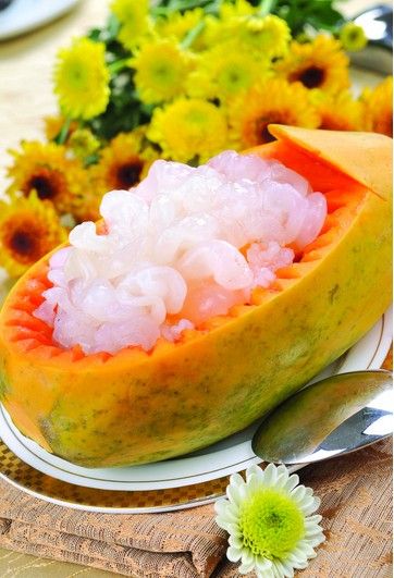 木瓜炖雪蛤的做法大全 www.027eat.com