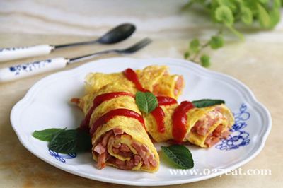 火腿芝士鸡蛋卷的做法 火腿芝士鸡蛋卷的做法