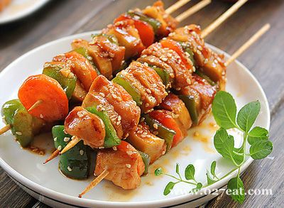 香煎时蔬鸡肉串的做法 香煎时蔬鸡肉串的做法